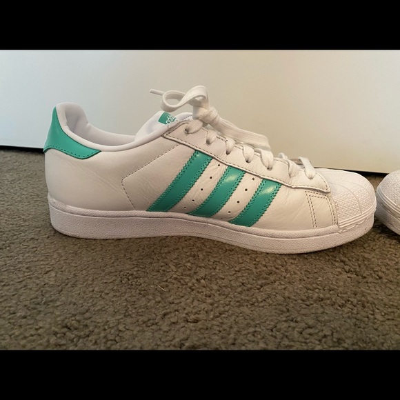 Teal Adidas Superstars - Picture 4 of 6